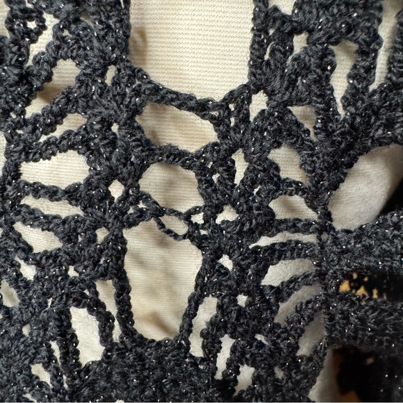 Lost Souls Skull Black Sparkle Crochet Knit Shawl Scarf 80” wide Handmade Goth - Picture 4 of 5